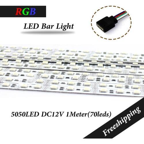 100pcs/lot 5050 smd 1m 70leds Led Hard strip rigid bar light 12V RGB aluminium groove cabinet closet home Free Shipping