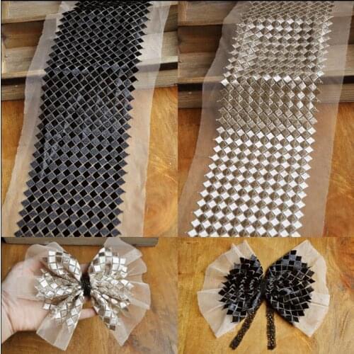 2 Meteres Luxury Embroidery Lace Fabric Lace Mesh Trim Black Champagne Lace Fabric DIY Manual Wedding Lace Trim