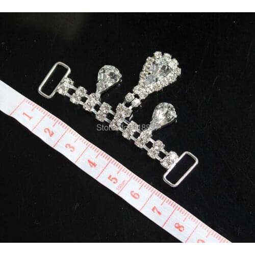 20pcs Small Water Drop Acrylic Rhinetone Bikini Connectors/ Buckle Metal Chain For Swimming Wear Bikini Decoration High Quality