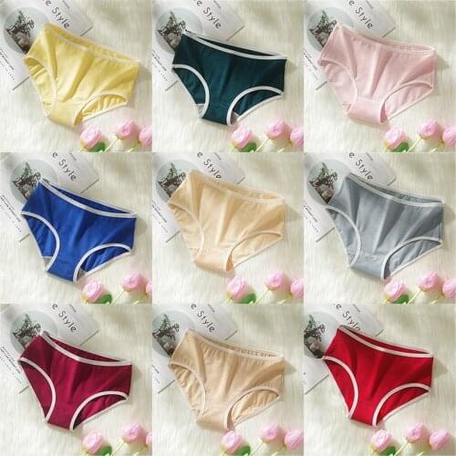 3Pcs Womens Cotton Panties Soft Underpants Solid Girls Cute Briefs Sexy Female Lingerie Comfort Underwear M-XL Kawaii Lingerie