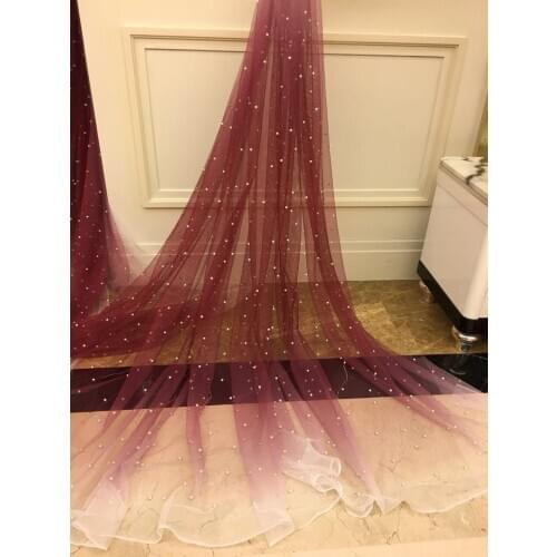 5 yards Dream Pearl Bead Tulle Fabric With Gradient Colors Bead Mesh Lace Fabric Bridal Tulle Lace Fabric With Pearl