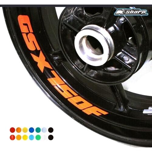 8 X custom inner GSX750F rim decals wheel decoration reflective Sticker stripes Fit SUZUKI GSX 750F