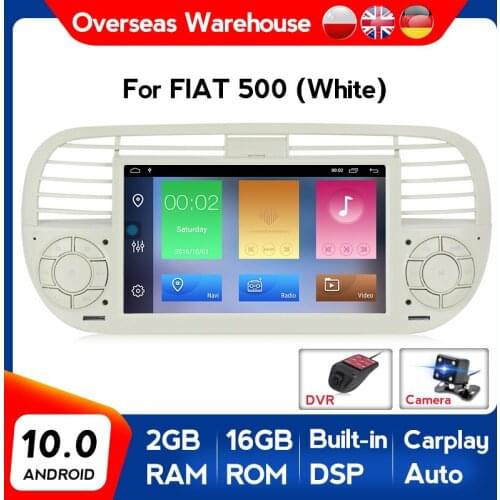 Android 10 DSP Car Carplay DSP Radio RDS Car Multimedia player Android Auto For Fiat 500 Steering wheel Control 2 din NO DVD