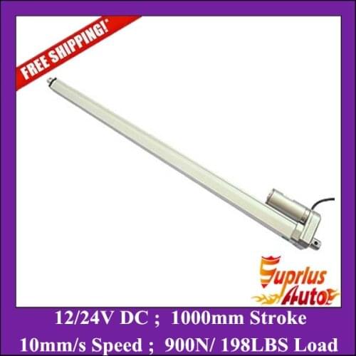 Free Shipping Super 1000mm (1M) stroke length 12v linear actuator, 900N/ 198lbs force electric linear actuator, actuator linear