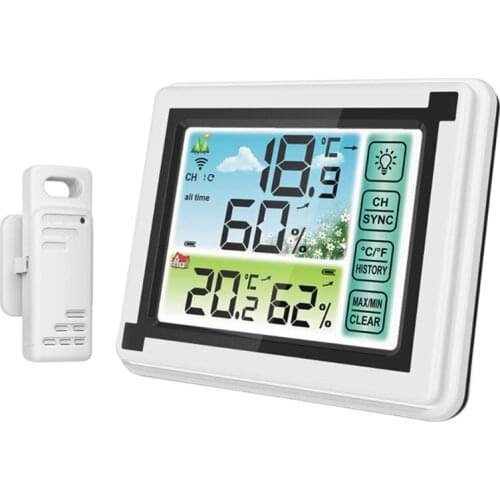 Indoor Outdoor Wireless Digital Weather Station Max Min Records ℃ ℉ Temperature meter Humidity Monitor Weather Clock Hygrometer