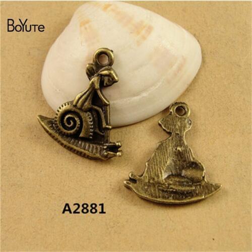 BoYuTe (50 Pieces/lot) 24*21MM Antique Bronze Plated Snail Angel Pendant for Bracelet Necklace Jewelry Diy Making Accessories
