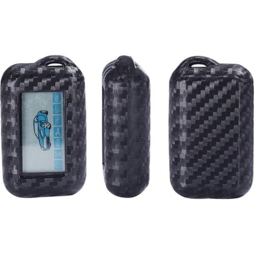 Carbon Fiber Silicone Key Case For Scher Khan Magicar 5 6 V Logicar A B Two Way Car Alarm M5 LCD Keychain Remote Control Protect