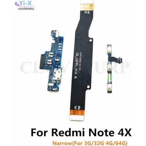 For Xiaomi Redmi Note 4X (Narrow) Power Volume & USB Charging Dock Charger & Motherboard MainBoard Connections Flex Cable