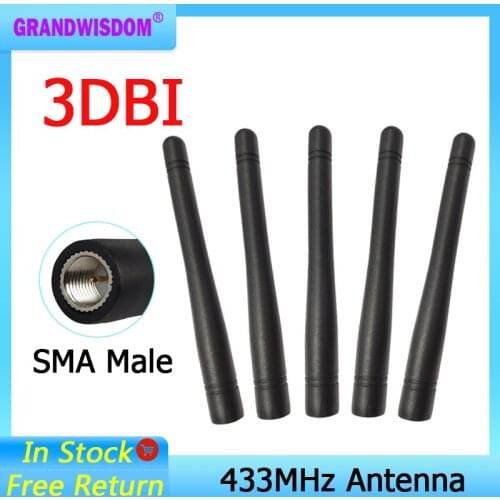 433MHz antenna 3dbi SMA Male Connector 433 mhz antena rubber waterproof antenne for wireless watermeter Gasmeter Lorawan Emeter
