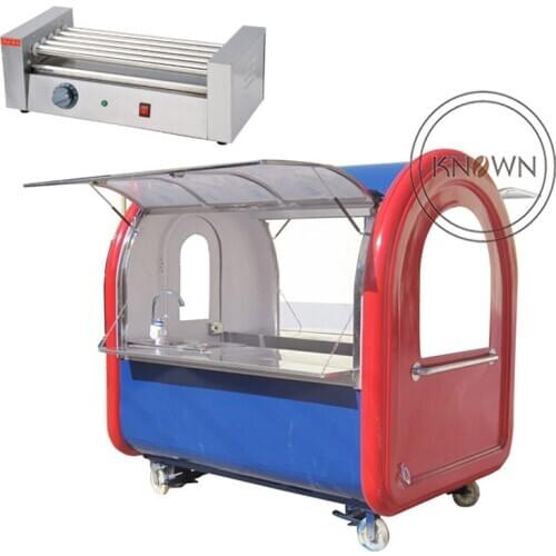 Hotdog grill 2.2m long park street fast food van trailer/food cart trailer supporting customization