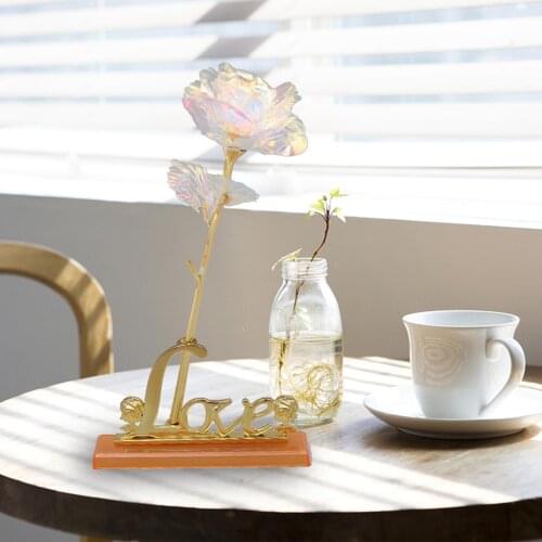 24K Artificial Rose Romantic High Simulation Flowers Valentines Day Gift for Lovers Wedding Decor Lover Rose Golden Flower