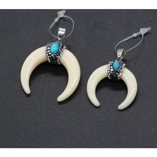 Fine Natural Beef Bone Pendants Moon shape Necklace Pendant DIY Making for Women Jewelry Necklace Earrings Reiki Healing Gift