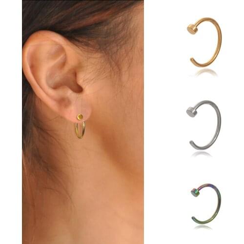 1pc/lot 6/8/10mm Punk Stainless Steel Fake Nose Ring C Clip Lip Ring Earring Helix Rook Tragus Faux Septum Body Piercing Jewelry