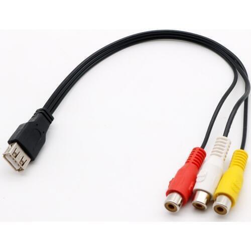 USB Female to 3 RCA RGB Female PC TV AV Audio Video Composite Adapter Converter Cable Cord Connector Component Lead RCA Cable