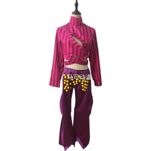 2019 Anime JoJo Bizarre Adventure Cosplay Costume Diavolo Cosplay Costume Purple Top with Pants for Men Cosplay Costume