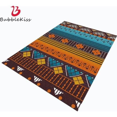 Bubble Kiss Ethnic Carpet Blue Brown Line Pattern Modern Home Rug Customized Geometric Living Room Decoration Area Rugs Carpet