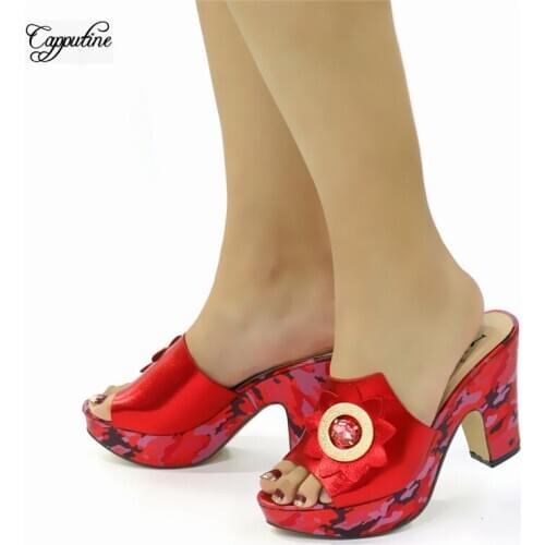 Pretty Red African Lady High Heel Pumps Shoes For Wedding/Party CR2113 Heel Height 10CM