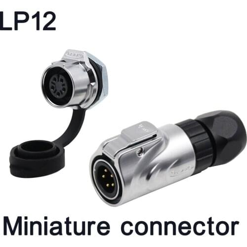 LP12 Micro Aviation Plug All-metal Nut Socket Male and Female Connectors Waterproof Connector 2 3 4 5 6 7 8 Pins