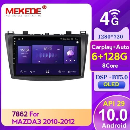 Mekede 7862 QLED 1280*720 6GB+128GB Carplay Android 10 Car Stereo Head Unit GPS Multimedia Player For Mazda3 Mazda 3 2010-2012