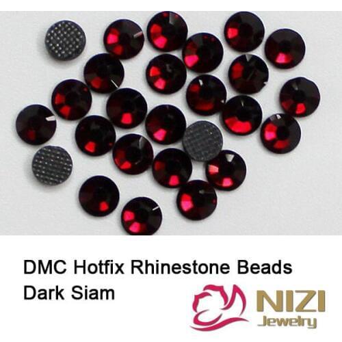 Fashion DMC Dark Siam Hotfix Rhinestones Round Flatback Glue Backing Iron On Glass Crystal And Stones For Garments Accessories
