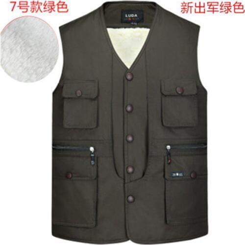Men Multi-pocket Plus Size S-4XL Man Lambs wool lining Vest Jacket Autumn&Winter Warm Thicken Gilet men vest
