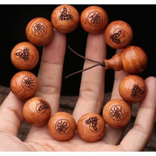 Natural Round Wooden Beads Tibetan Buddha Wooden Beads Bracelet 20mm Wooden Beads Elastic Bracelet Myanmar Rosewood Bracelets