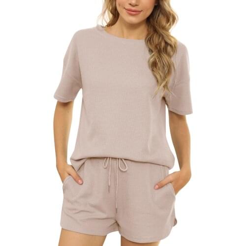 Summer Women Casual Leisure Solid Short Pants and T-Shirt Top Set 2 Pieces 2021 Ladies Home Street Outfit Suits Plus Size S-2XL