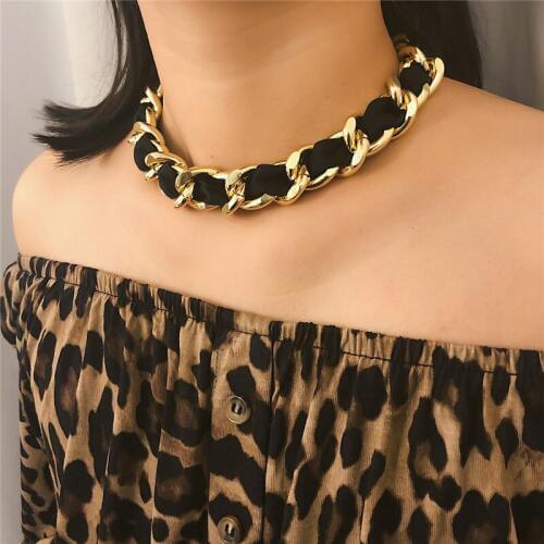 Hand-woven Velvet Thick Chain Choker Necklace for Women Fashion Brand Jewelry Gold Top Quality Smooth Chokers colar Z191