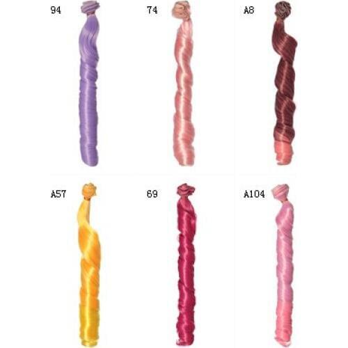 3PCS/LOT 25*100CM Mixed Color 14Colors Fashion Doll Accessories DIY Wavy Curly BJD Synthetic Hair Doll Wig 1/4