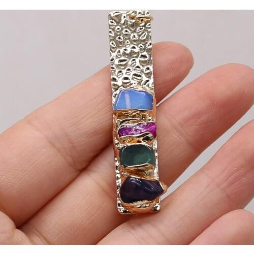 New Style Natural Stone Pendant Rectangle Semi-Precious Pendant For Jewelry Making DIY Necklace Bracelet Earrings Accessory