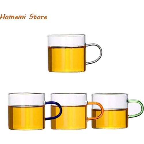 90ml Transparent Thicken Glass Cup Drinking Mug Utensils Colorful Handle Glass Tea Cup Glass Beer Mug For Home