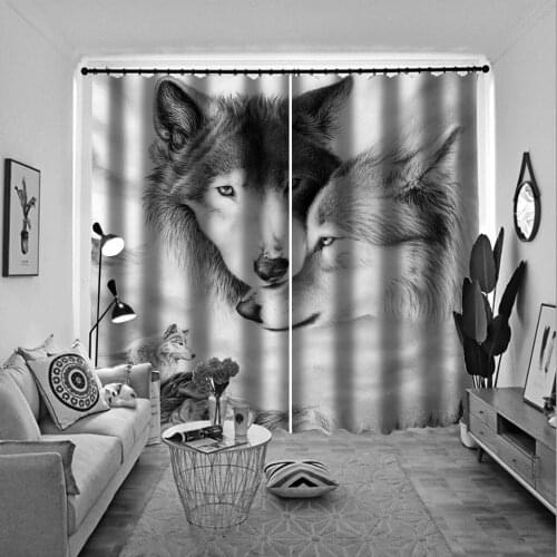 Luxury Blackout 3D Window Curtain For Living Room modern living room curtains grey animal curtains