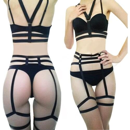 Sexy Body Stockings Bondage Suspenders Belt Harness Cage Bra Erotic Lingerie Club Wear Full Body Harness For Women Goth Harness
