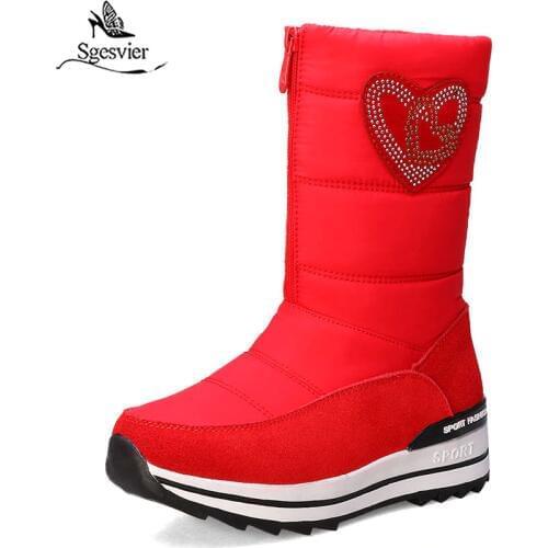 Sgesvier Fashion Super Thermal Winter Boots Non-slip Thick Bottom Snow Boots Red Black Down Shoes Winter Women Cotton Shoes