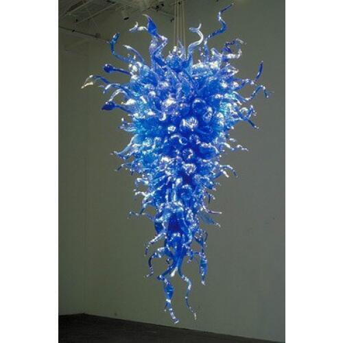 Modern Blue Colored Glass Art Chandelier CE UL Certificate Blown Murano Glass Chihuly Style Chandelier for Living Room Decorati