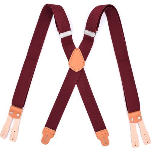 Vintage Leather Suspenders Braces for Adult Men Wedding Groom Button End X Back Mens Elastic Adjustable Trousers Brace Suspender