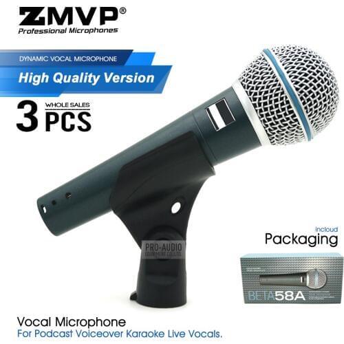 3pcs/lot High Quality BETA58A Wired Microphone Professional Supercardioid BETA58 Handheld Mic Mike for Karaoke Live Vocals Stage