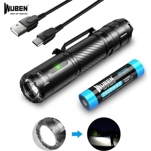 WUBEN C3 LED Flashlight 1200 Lumens Mini Flashlight USB C Rechargeable Torch Waterproof Linterna for Outdoor Camping