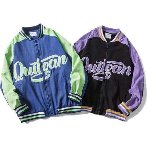 Womens baseball uniform jacket spring 2021 new loose contrast color corduroy jacket tide Women coat Female coat winter wrap