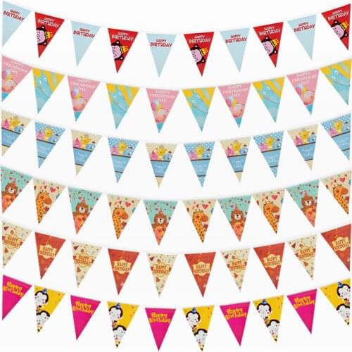 1 Set Cartoon Paper Bunting Flags Banner Animals Garland Pennant Happy Birthday Party Kids Favor Decoration Baby Shower Supplies