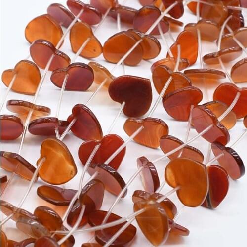 1 strands/lot Natural smooth dark orange heart Agate loose beads For DIY Bracelet Necklace Jewelry Making Strand 15"