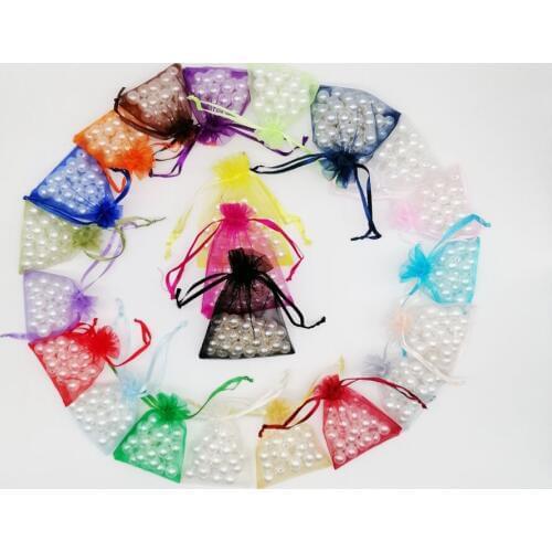 100pcs 10x15 11x16 13x18 15x20 Organza Gift Bags For Jewelry Packaging Display Christmas Wedding Jewelry Storage Drawstring Bag