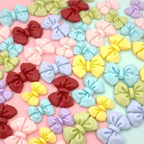 20pcs Cartoon Resin Bowknots Tie Resin Ornaments Patches DIY Craft Supplies Kids Hair Pin Accessories Decor Headwear Materials