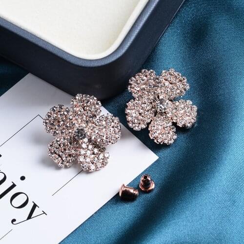 2021 Korean Flower Earrings, Luxury Accessories Inlaid with Rhinestones, Fashion Prom for Girls, Wedding Essential Jewelry