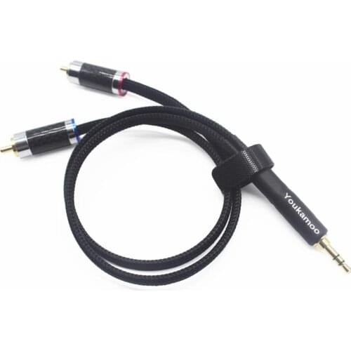 3.5mm to RCA Headphone Audio Headphone Silver Plated Adapter Cable 1 FT 0.3M