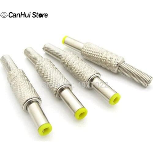 5Pcs 5.5x2.5mm DC Power Jack Male Plug Metal Connector Adapter With Yellow Head 5.5*2.5 mm 12V DC Monitoring Power Supply Wiring