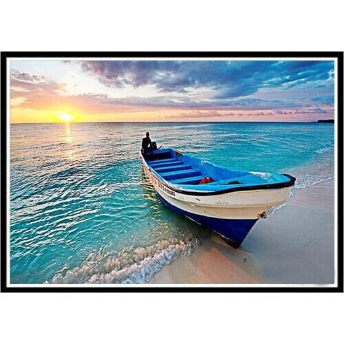 5D new magic diamond painting seaside sunrise cross stitch diamond painting living room bedroom decoration