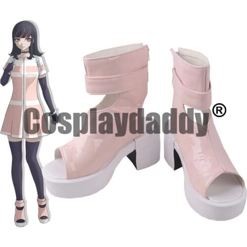 Akudama Drive Ordinary Person The Swindler Sagishi Anime Cosplay Pink Shoes Platform Mid Heel Open Toe Sandals Boots S008