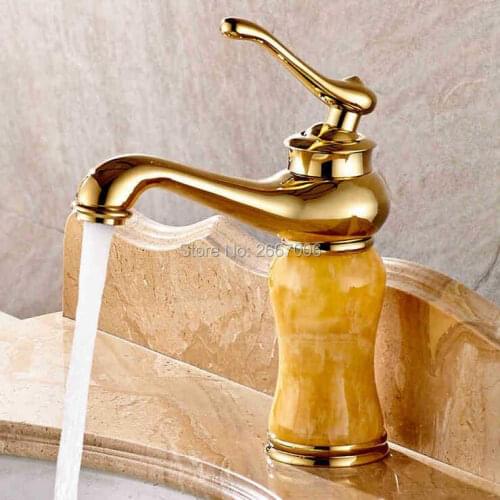 Free shipping Hot sale european style brass golden bathroom faucet marble basin sink mixer water tap faucets luxury faucet ZR809