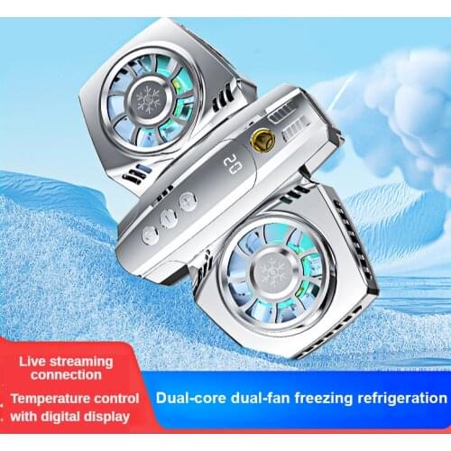 Mute Mobile Phone Cooler Semiconductor Radiator Cooling Fan Double Fan With Temperature Control Digital Display For Smartphone